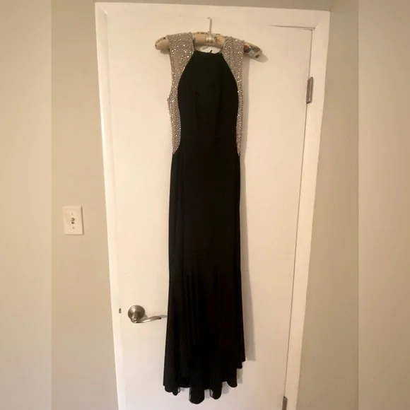 green emerald velvet dress Xscape Ruched A-Line Gown - Hunter Green